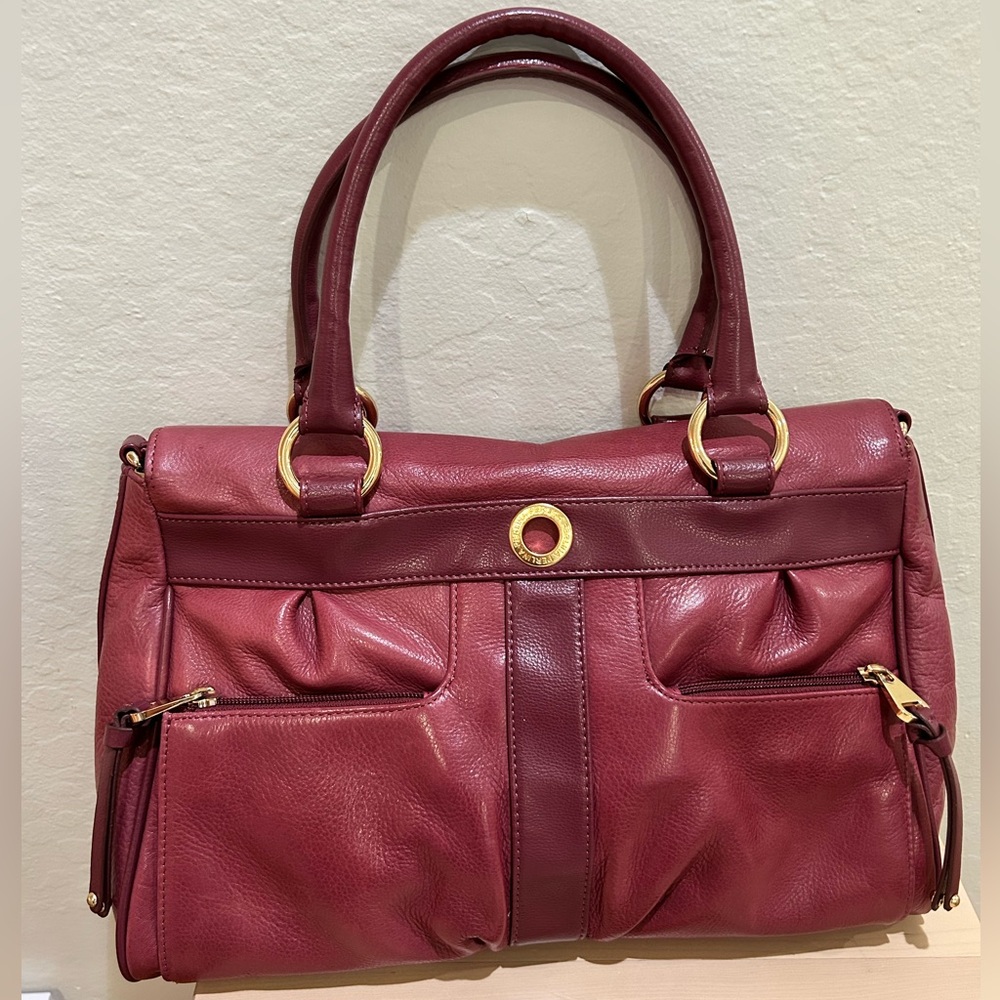 Perlina Leather Hangbag Deep Red Burgundy women